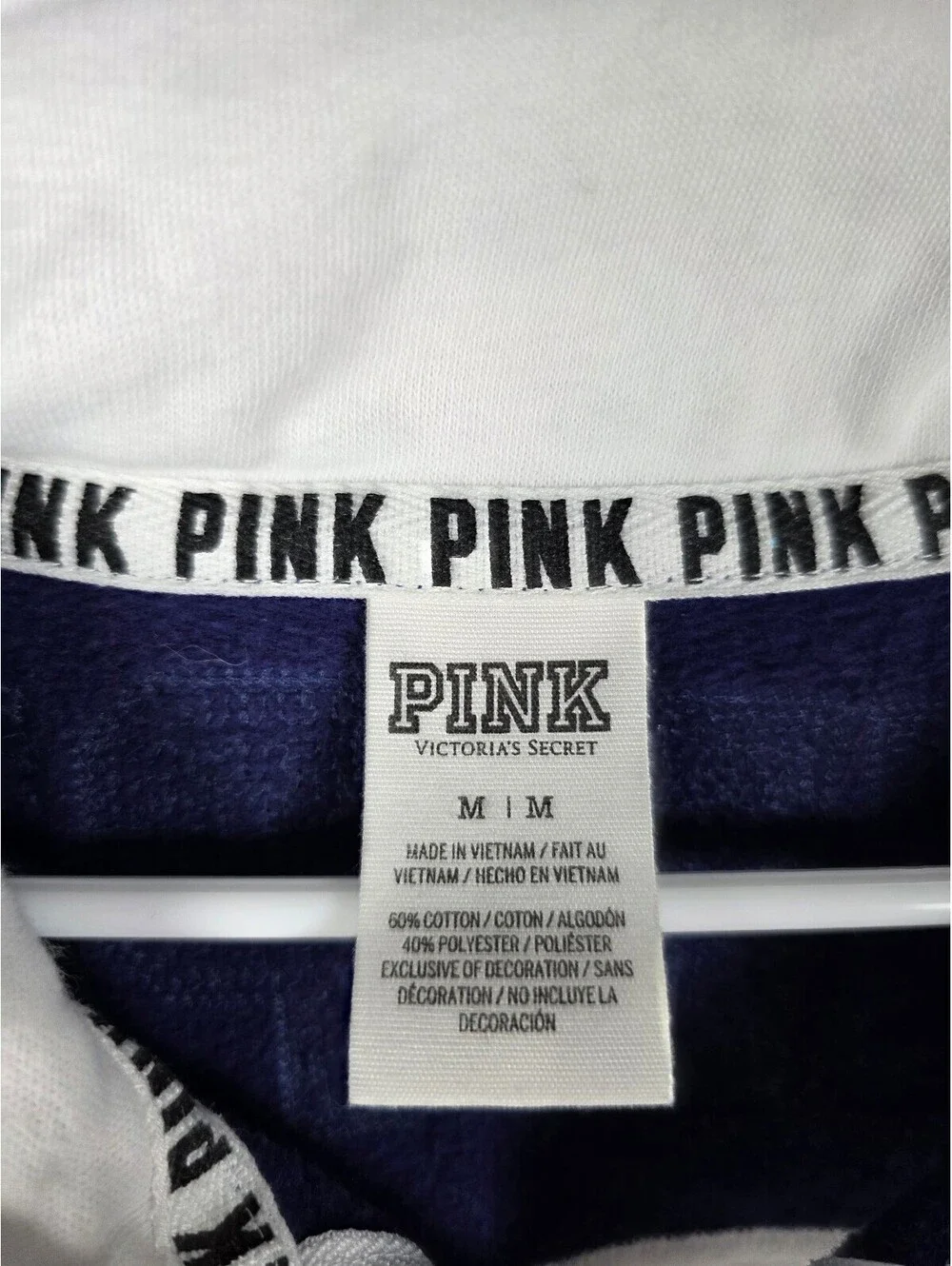 Victorias Secret Pink USA BLING America Quarter Zip Sweater Shirt MEDIUM